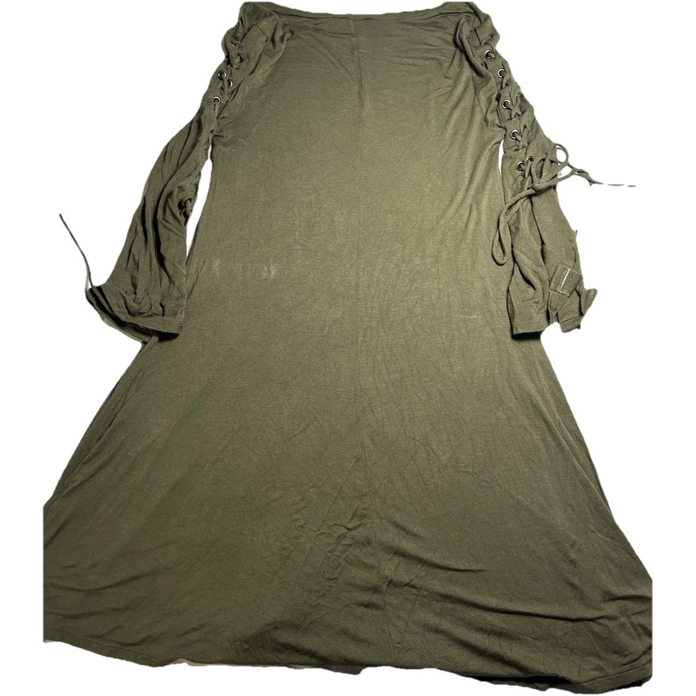Express Women's Olive Green Lace Up Sleeve Dress Long Sleeve  Tunic Size M (228)
